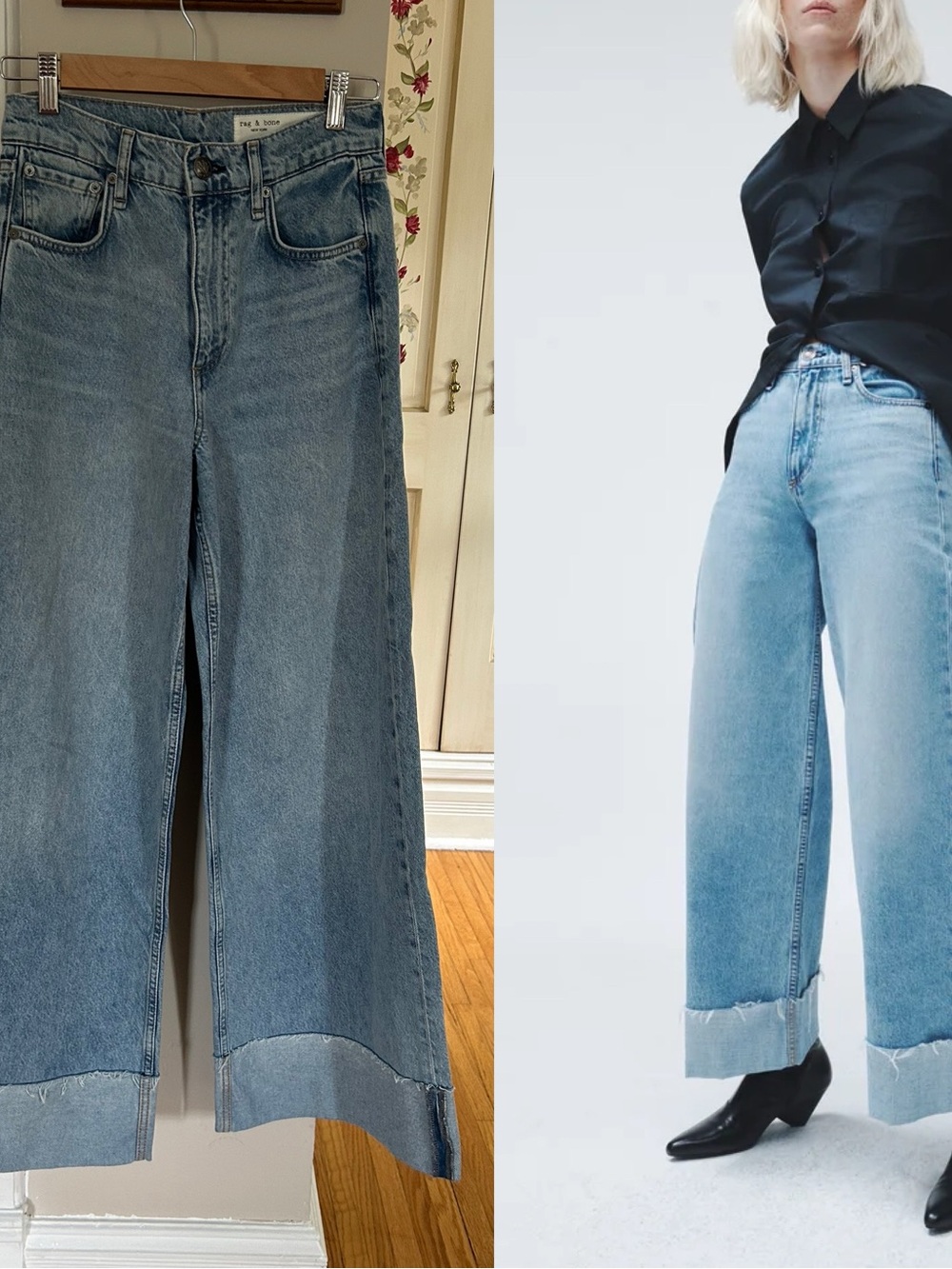 Rag & Bone Sophie Wide Leg crop cuff jeans